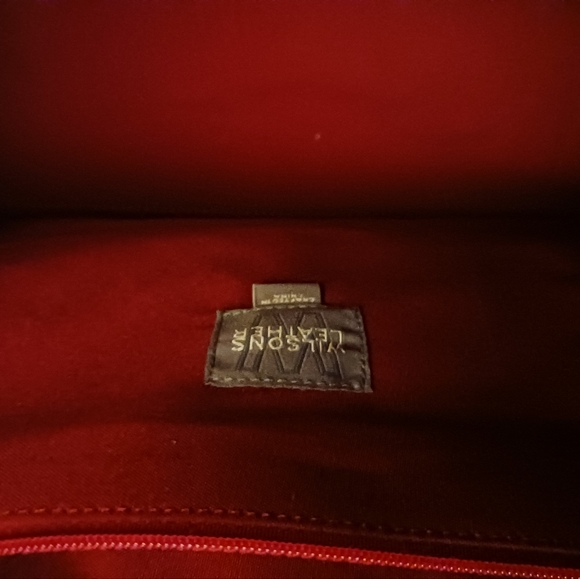 Wilson's VINTAGE Red Leather Large Bag.👜NEW Size L.16"×H.12",Nice Gift!🎁 - Picture 8 of 16
